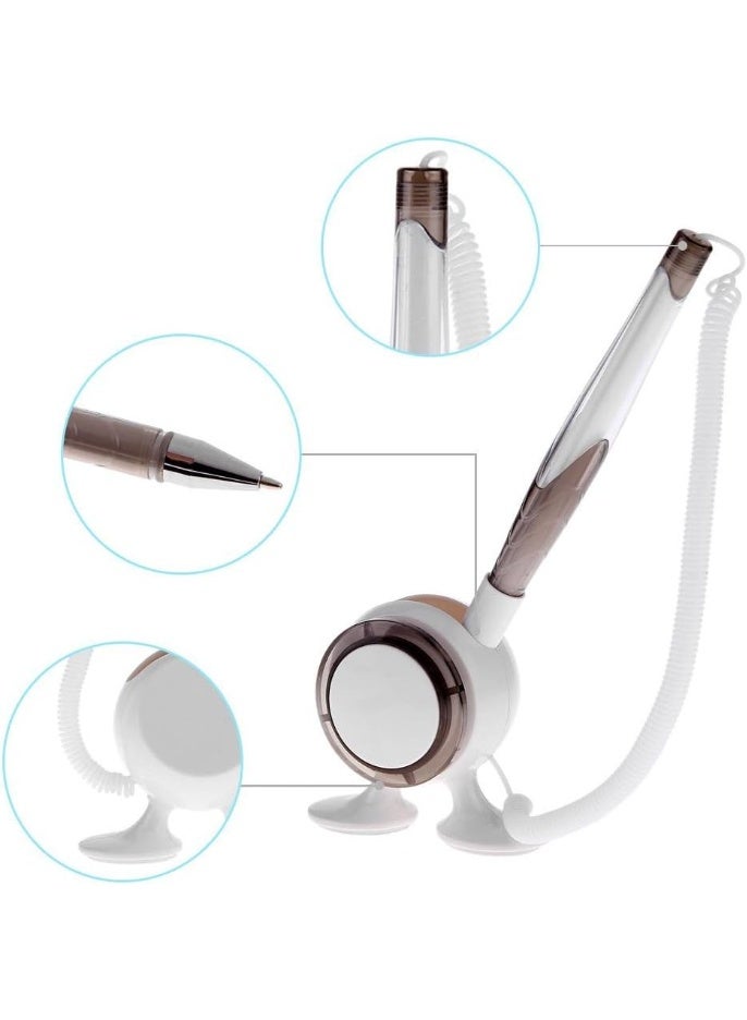 Creative Safe Ballpoint Pen with Lanyard and Double Adhesive Holder – Practical Desk Pen for Daily Use at Home, Office, Shops to Organize Writing and Easy Access (Brown) - Image 2